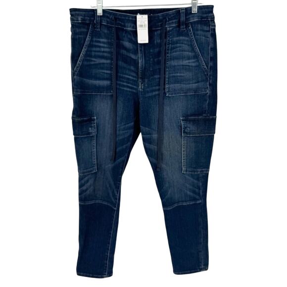 NWT AE American Eagle Hi-Rise Jegging Cargo Skinny Jeans Dark Wash Size 18 Short - Picture 2 of 15